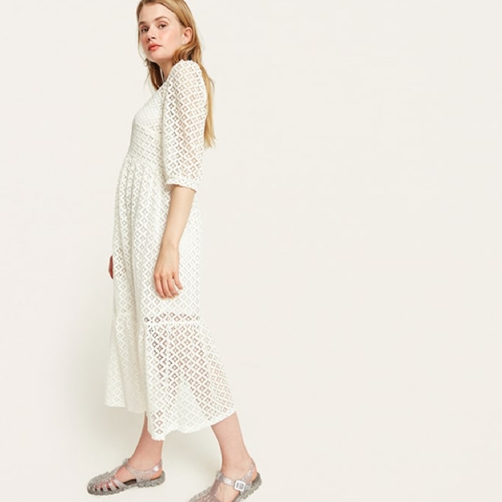 Lace Babydoll Midi Dress